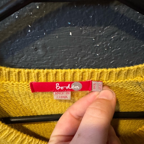 Girls Boden Yellow Cardigan Sweater with Three-Quarter Sleeves - Picture 2 of 3